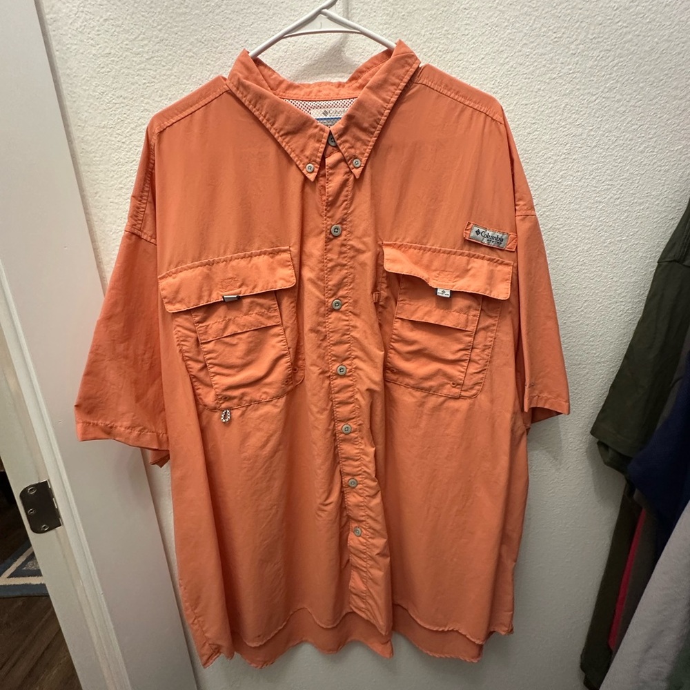 Columbia Men's Casual Orange Button Down Shirt
